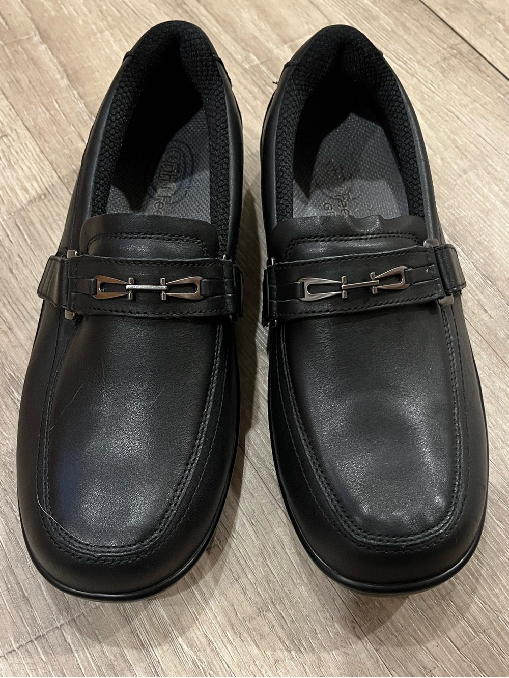 OrthoFeet Black Slip-On Loafers 10 X-Wide